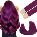 GOO GOO Tape in Hair Extensions Human Hair, Violet, 20inch 30g 10pcs, Colored Tape ins Human Hair Extensions, Silky&Soft Invisible Tape Ins, Hair Highlighted for Party
