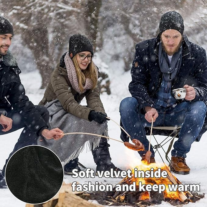 Wireless Music Hat Beanie for Men Women Wireless Headset Headphones Audio Boys Girls Winter Cap with Speaker Mic Hands Free Outdoor Sport Stereo Earphone Earpieces Warm Black