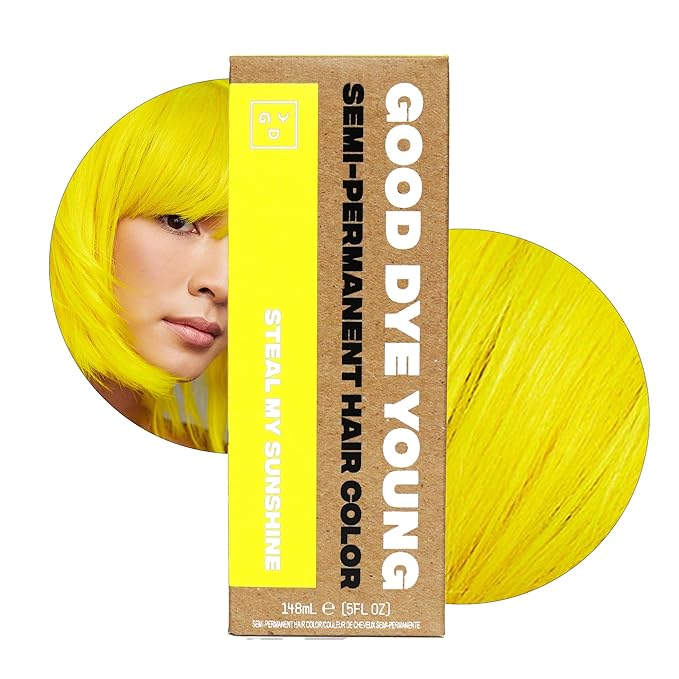 Good Dye Young Semi-Permanent Hair Color, Vegan and Cruelty-Free Yellow Blonde Hair Dye, Last up to 24 Washes, Non-Damaging Conditioning Hair Color (5FL OZ, Steal my Sunshine)