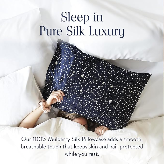Brooklinen Mulberry Silk Pillowcase – 100% Pure Silk Pillow Case, Soft & Durable, Anti-Friction Comfort, Hight Quality Smooth Texture – Machine Washable & Breathable – Standard Size (Celestial)