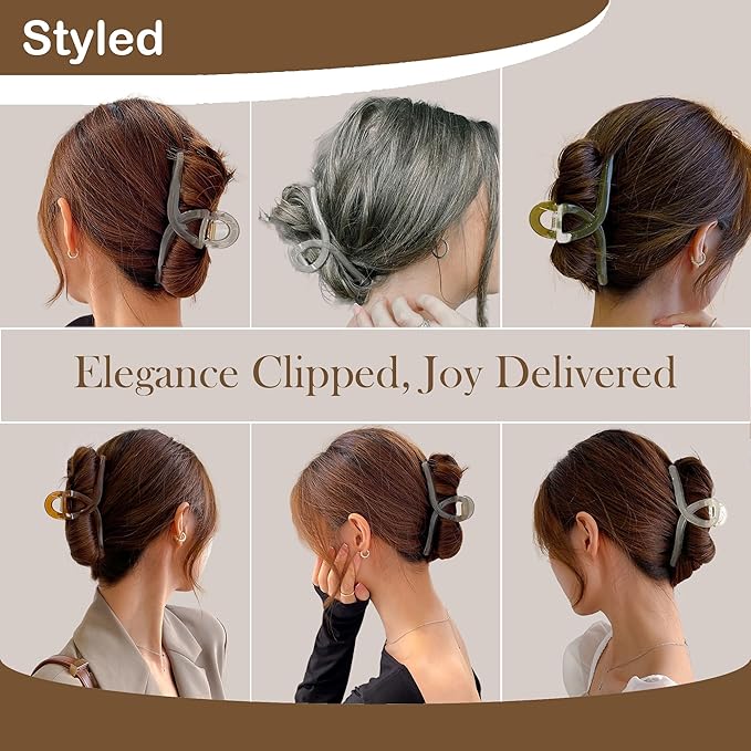 Big Hair Claw Clips 4-Pack 5.9‘ Non-Slip Hair for Women and Girls with Long, Thick Hair Jelly & Matte Clips (Jelly-C 4pcs 5.9")