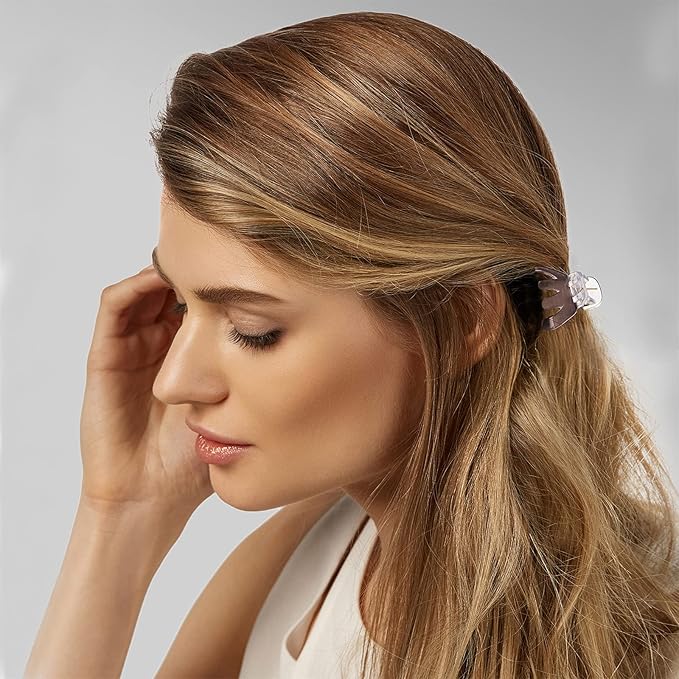 Cobahom 12 Pack Small Plastic 1.2 Inch No-Slip Mini Clips for Thin Hair Styling Accessories for Women and Girls (White)