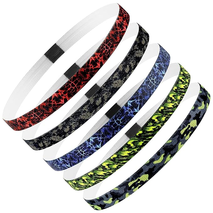 Headbands for Women, 5 PCS Unisex Sports Hair Band, Thin Hair Band Boys & Children, Elastic Headband Men's Sports Non-Slip Headbands, Thin Hair Bands for Football, Yoga, Running