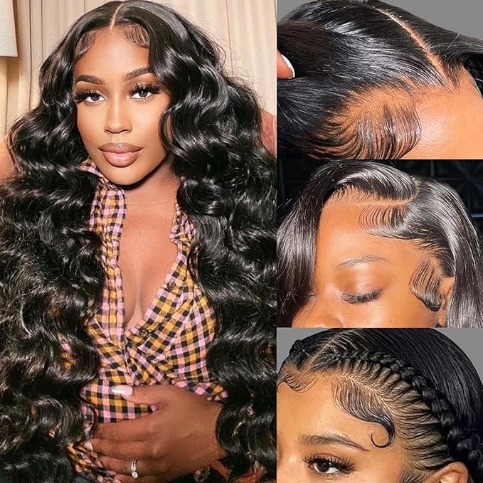 24 Inch Body Wave Lace Front Wigs Human Hair 13x4 HD Transparent Lace Front Wigs for Black Women Glueless Frontal Wigs Human Hair 200 Density Pre Plucked