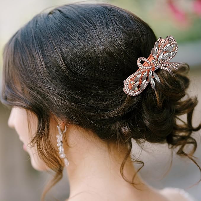 Geyoga 6 Pieces Vintage Hair Barrettes for Women Retro Flower French Pearl Crystal Rhinestones Clips Hair Pins for Women Styling Accessories(Cute Style)