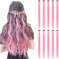 Colored Hair Extensions Clip in, Light Pink 10 Pieces 22 Inch, for Kids Girls Women Play Highlights, Synthetic