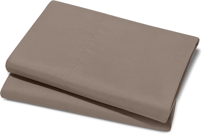 Bare Home Microfiber Pillow Cases - Queen Size Set of 2 - Cooling Pillowcases - Double Brushed - Easy Care - Envelope Closure (Queen Pillowcase Set of 2, Taupe)