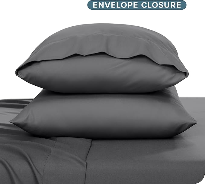 Bare Home Microfiber Pillow Cases - Toddler Size Set of 2 Cooling Pillowcases Double Brushed Grey Pack Easy Care (Toddler Pillowcase 2, Grey)