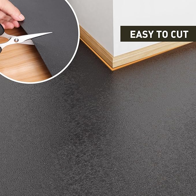 Area Floor Mat for Home, 4'×6' Large Black No Slip Waterproof Vinyl Area Rug for Under Dining Room Table, Spill Resistant Hard Floor Protector Cover, Easy Clean Splat Mat for Under High Chair