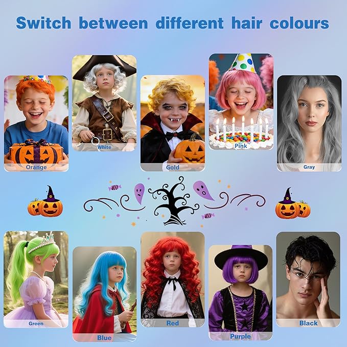 Blue Temporary Hair Color Spray for Kids, Instant Colored Hair Dye Alternative for Girls Boys Teens Women Men, Disposable Washable, Quick Styling for Party Cosplay Christmas Halloween, 150ml