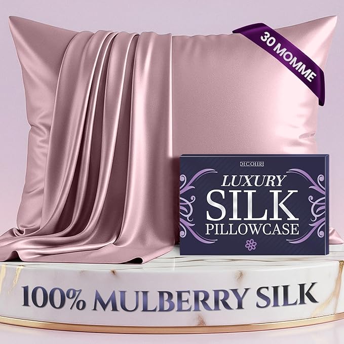 DECOLURE 100% Pure Mulberry Silk Pillow Case Queen Size – Highest Grade 30 Momme 6A+, Luxuriously Soft & Cooling Silk Pillowcase for Hair & Skin, Hypoallergenic, Breathable, Hidden Zipper (Coral)