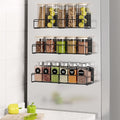 3 Pack Magnetic Spice Rack Organizer, Space Saver for Refrigerator and Whiteboard, Metal Fridge Shelf for Kitchen and Classroom, Black