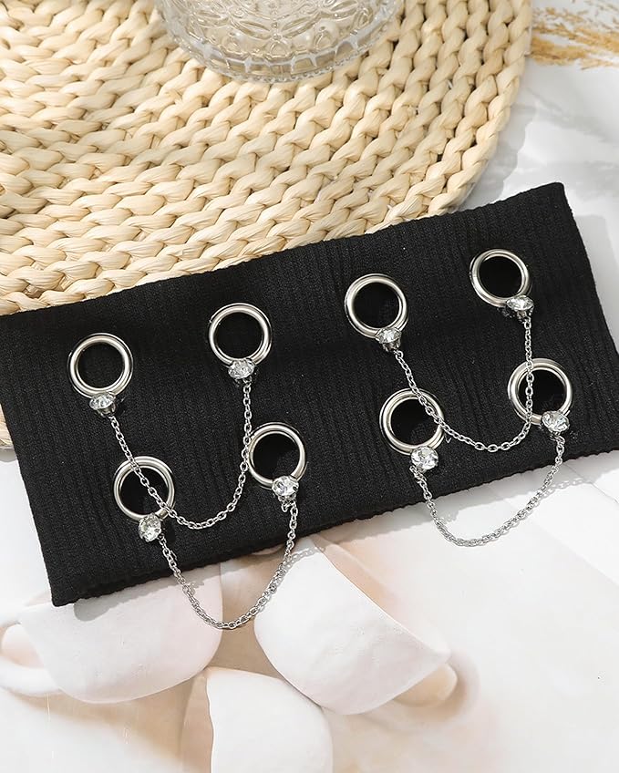 Grommet Headband for Women, Chain Black 20cm Hollow Out Elastic Hair Band, Eyelets Punk Grunge Stylish Hairband