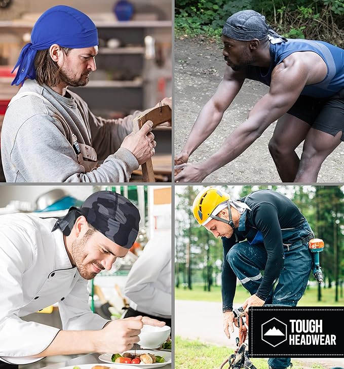 Cooling Helmet Liners - Do Rag Skull Caps for Men - Cooling Head Wraps, Hard Hat Liner - Motorcycle Pirate Bandana