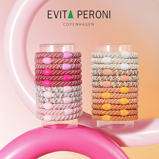 EVITA PERONI 12 Pcs Hair Ties, High Elastic Ponytail Holders, Hair Ties No Damage for Thick Curly Hair Women Men (Sunset Glow)