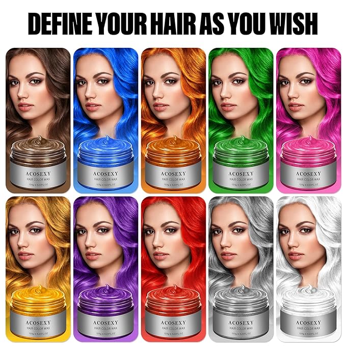 Temporary Hair Color Wax Dye,Hair Spray Color, Natural Hair Wax Color, Kids Temporay Hair Wax Dye Ash for Halloween Cosplay,Party,Masquerade (Black, 120g)