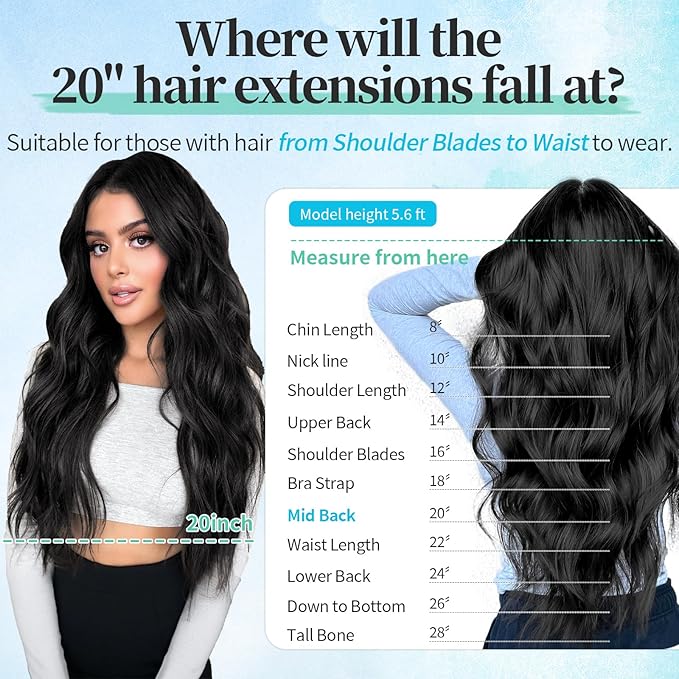 KooKaStyle Clip in Hair Extensions 4PCS Long Wavy Medium Brown Thick Hairpieces for Women Weft Natural Synthetic 20 Inch Daily Use