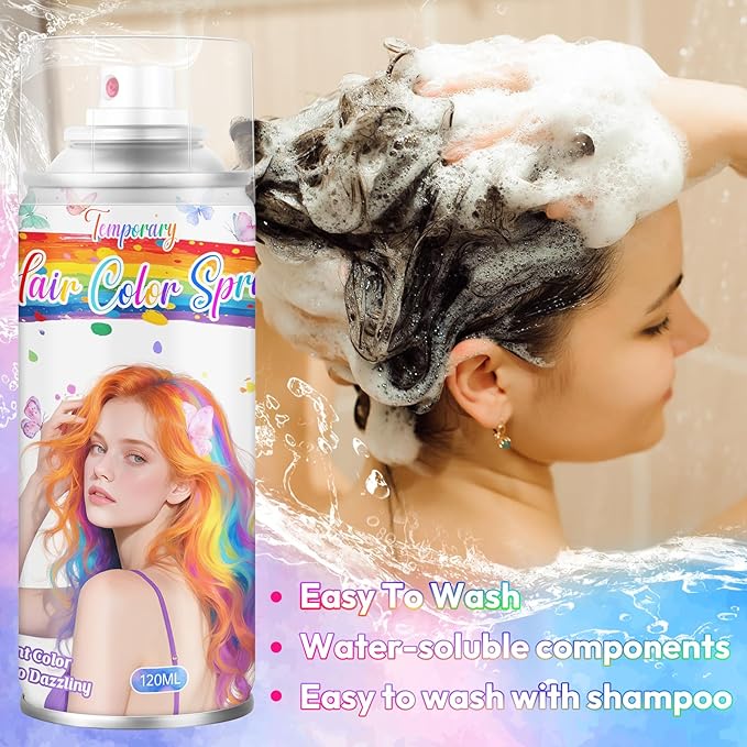 Green Temporary Hair Color Spray for Kids & Women- Washable Root Touch Up Hair Dye, Non-Sticky Hair Wax for Christmas,Cosplay,Parties (120ML, Green)