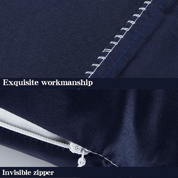 NTBAY Zippered Satin Body Pillow Pillowcase, Silky Slip Cooling Body Pillow Cover, Long Side Hidden Zipper, 20x54 Inches, Navy Blue