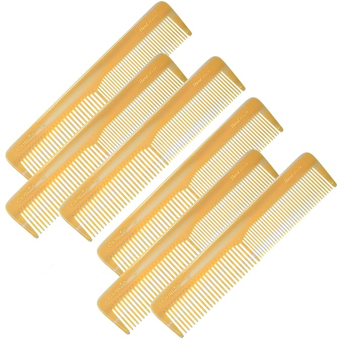 Giorgio GIVY16 Fine and Wide Tooth Handmade Hair Comb - Detangler and Styling for Men and Women - Saw Cut Barber Comb