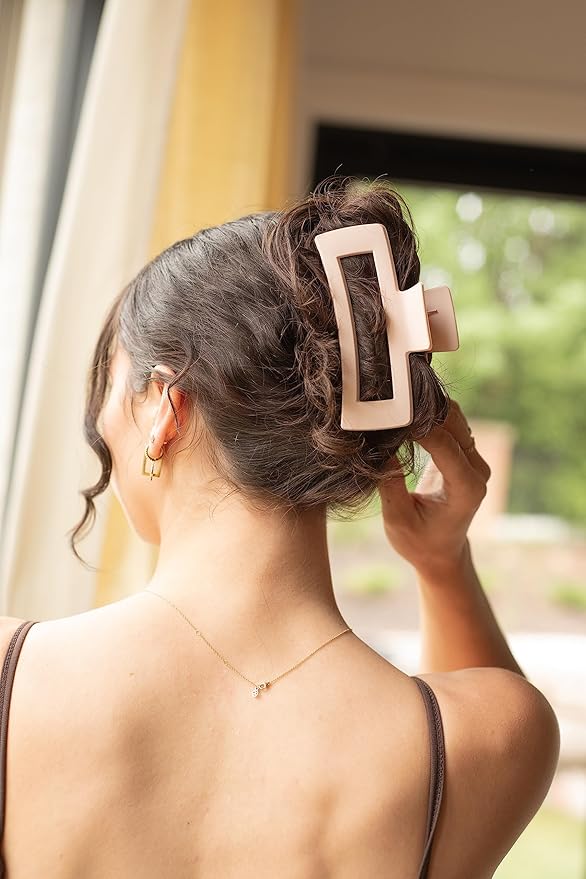 FRAMAR Large Claw Clips For Thick Hair – Large Hair Clip For Thick Hair, Big Hair Clips For Women, Claws Clips For Women, Pink Hair Clips, Pink Claw Clip - 4 Pack Non Slip Matte Finish