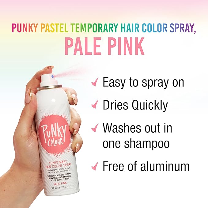 Punky Pastel Temporary Hair Color Spray, Pale Pink, 3.5 oz, 2-Pack