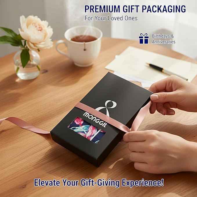 Skinny Scarf 3 Pack for Women – Bag Scarf, Silk Hair Scarves (Original Prints, Premium Twill, 3 Designs)