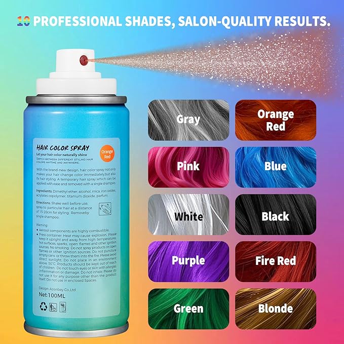 Halloween Hair Spray,Temporary Hair Color Spray for Women Kids Men,Washable Hairspray,Colored Hair Spray,Color Hairspray for Halloween,Party,Cosplay,Christmas Day (06#Orange)