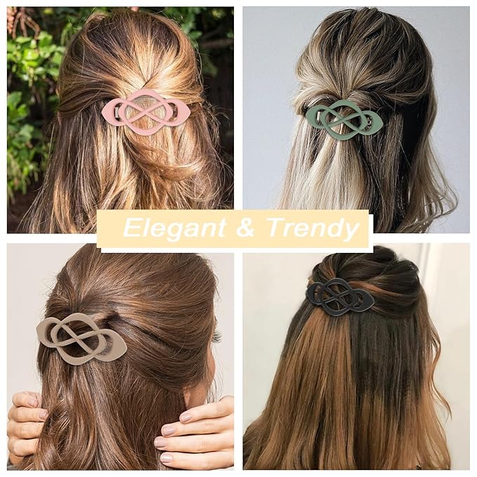 Amairver 4packs Hair Clips French Hair Barrettes for Women Pink Green Brown Black Accessories for Women Girls