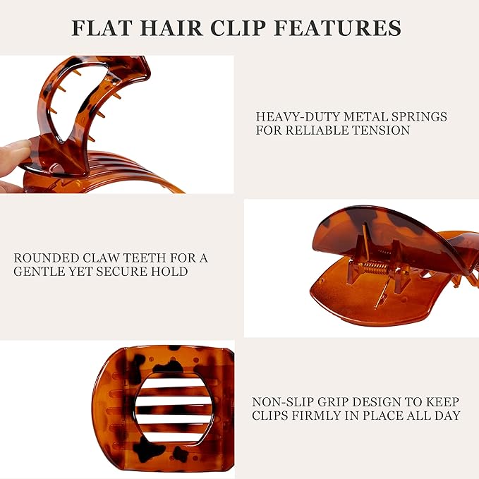 8 PCS Flat Hair Clips for Women French Matte Flat Claw Clips for Thick & Thin Hair No-Slip Hair Barrettes, Strong Hold Styling Accessories