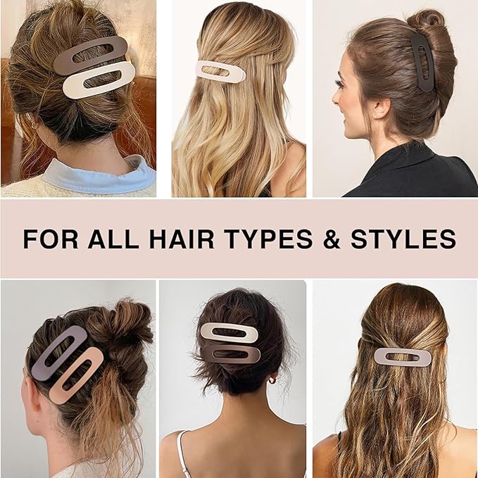 4 PCS Flat Claw Clips, Large Lay Flat Hair Clips for Women Girls, Strong Hold Non-slip Hair Claws for Thick Thin Hair (Matte 4)