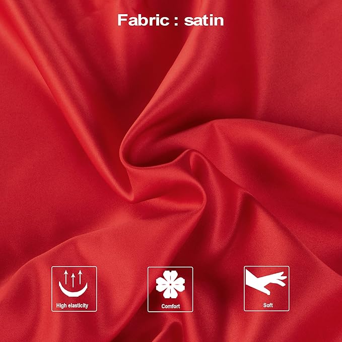 NTBAY Zippered Satin Body Pillow Pillowcase, Silky Slip Cooling Body Pillow Cover, Long Side Hidden Zipper, 20 x 54 Inches, Red
