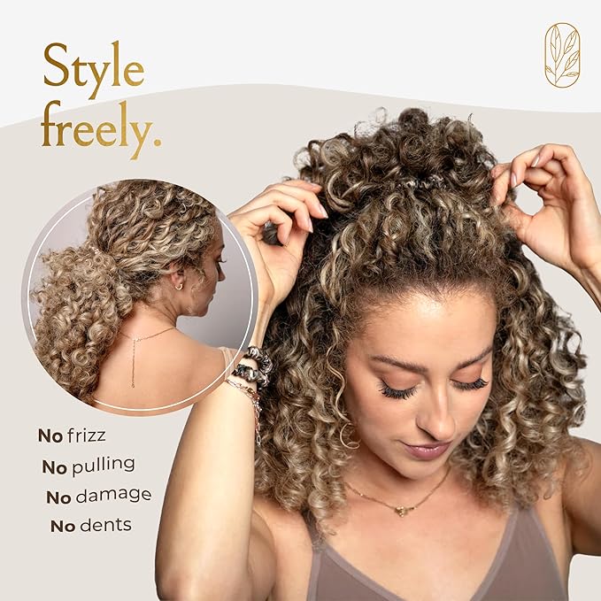 Authentic Mulberry Silk Skinny Hair Match Scrunchies for Women, Anti Breakage Hairties for Curly Thick & Thin Hair, 100% Silk for Buns, Sleep & Ponytail, Cool Blonde/Bronde (4 Pack)
