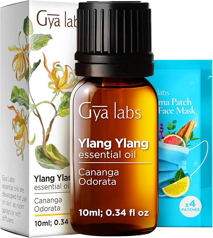 Gya Labs Ylang-Ylang Essential Oil - 0.34 Fl Oz - for Hair, Skin, Diffuser, Aromatherapy & DIY Candle Making Scent