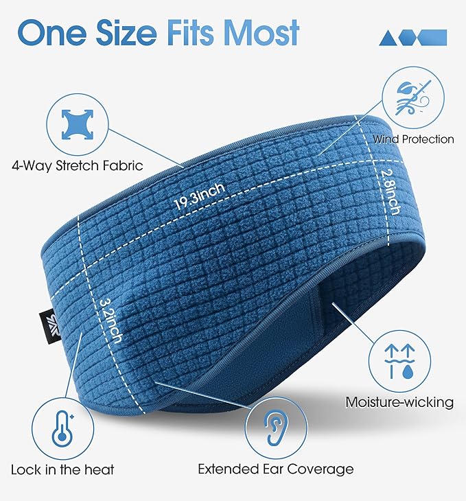 SUNMECI Lightweight Soft Fleece Headband - Breathable Ear Muffs for Men Women in Winter Running Cycling Ski Comfortable Warm for Clod Weather Sports