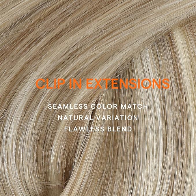 Full Shine 20 Inch Clip in Human Hair Blonde Real Hair Extensions Dirty Blonde Highlighted 7 Pcs Double Weft Brazilian Remy Hair Soft Straight Invisible Hair