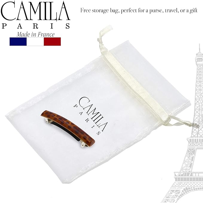 Camila Paris MP999 French Hair Barrette Clip for Girls, Polka Dots, Rubberized Metal Clasp Strong Hold Grip Hair Clips for Women, No Slip Durable and Styling Girls Hair Accessories, Made in France