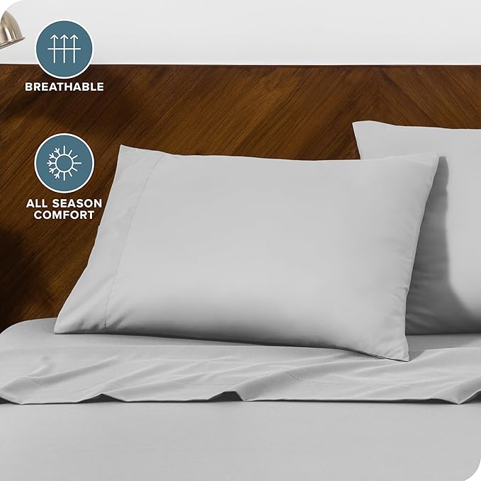 Bare Home Microfiber Pillow Cases - Queen Size Set of 2 - Cooling Pillowcases - Double Brushed - Easy Care - Envelope Closure (Queen Pillowcase Set of 2, Cloud Grey)