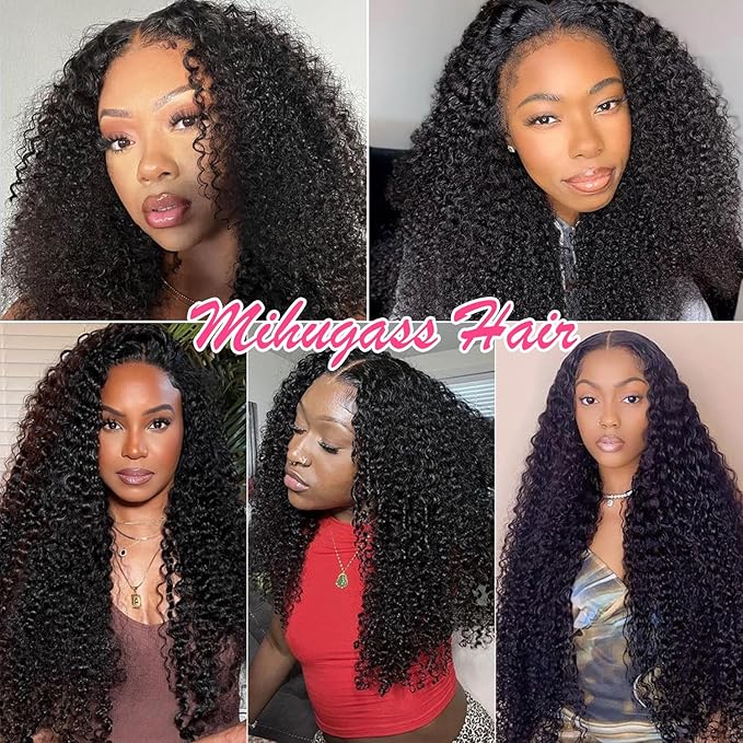 Kinky Curly Clip in Extension Human Hair 3c 4a Clip Ins for Women Brazilian Remy Human Hair Extensions #1B Natural Color 8 Pcs with18 Clips 120g/Set (14 inch)