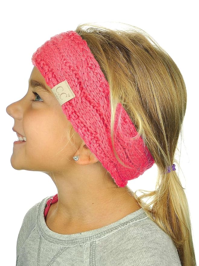 C.C Children's Kids' Winter Warm Cable Knit Fuzzy Lined Ear Warmer Headband