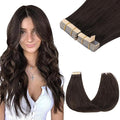 GOO GOO Tape in Hair Extensions Human Hair, 2A Light Brown, 24inch 100g 40pcs, Skin Weft Seamless Invisible, Silky Straight with Thick Ends, Remy Human Hair