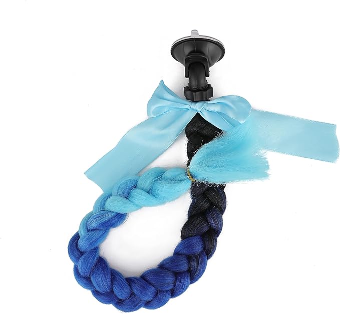 SEGO 1PCS/2PCS Helmet Pigtail Braids with Detachable Suction Cup Bowknot Ponytail Hair Many Colors (Helmet not Included)