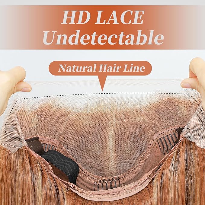 Synthetic Lace Front Wigs Pre Plucked Long Wavy 13x4 HD Lace Ginger Blonde Skunk Stripe Wig 100% Futura Premium Lace Wigs For Black Women 26 Inch Ready to Wear Daily Party Use