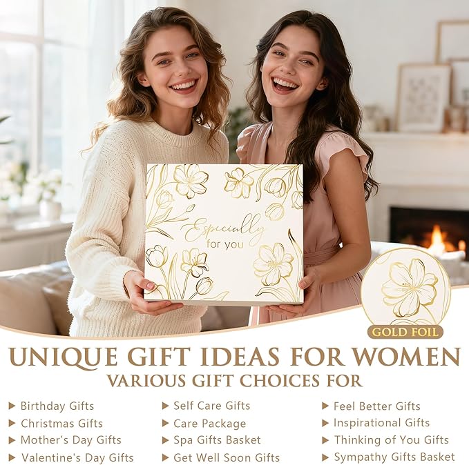 Christmas Birthday Gifts for Women Self Care Package, Get Well Soon Gift Baskets for Women Spa Gifts Set, Unique Thinking of You Inspirational Sympathy Gift Baskets for Mom Best Friend Sister Wife Her