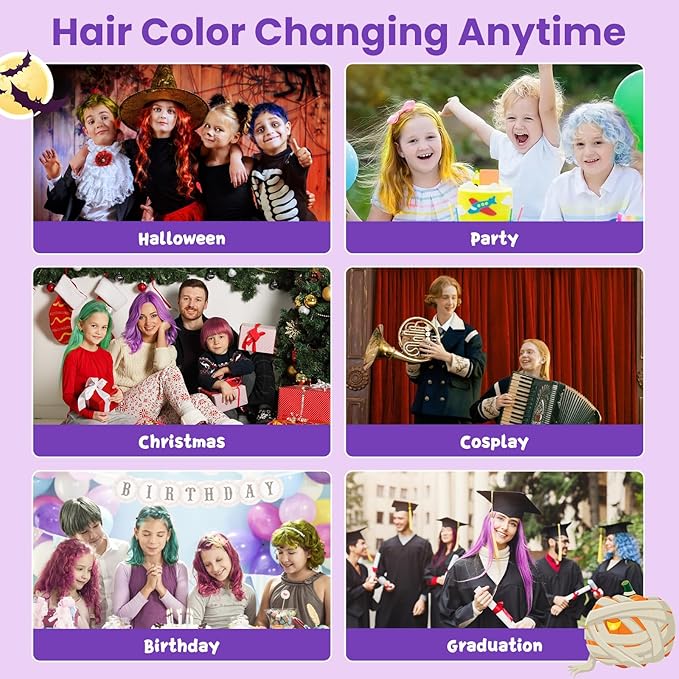Temporary Purple Hair Color Wax for Kids, Women Men Colored Hair Styling Mud, Washable Style Violet Dye for Girl Boy Teens, DIY Instant Hair Coloring Gel Cream for Cosplay Halloween Children's Day