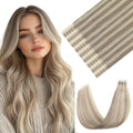 Youngsmile Injection Tape in Hair Extensions Human Hair #18P613 Ash Blonde with Bleach Blonde Real Human Hair 20pcs 50g 22 Inch Injected Tape in Hair Extensions Seamless Tape ins (#18P613,22'')