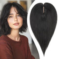 S-noilite Hair Toppers for Women Real Human Hair 3D 360° Cover Clip in 100% Real Human Hair Toppers 3″*4″ Clip in Silk Base 10 inch Jet Black