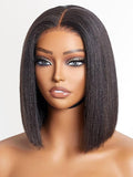LUVME HAIR 10" Light Yaki Glueless Bob Wigs Human Hair Pre Plucked, 5x5 HD Lace Closure Wigs Human Hair 180 Density, Ready to Go Wig with Bleached Knots & Pre Cut Lace