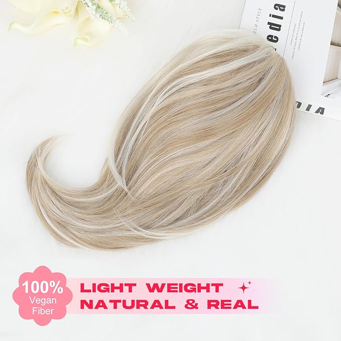 Ponytail Extension – 16” Claw Clip in Ponytail Hair Extensions Natural Soft Synthetic High Pony Tail Hairpieces for Women (Ash Blonde with Highlights, 16 inch)
