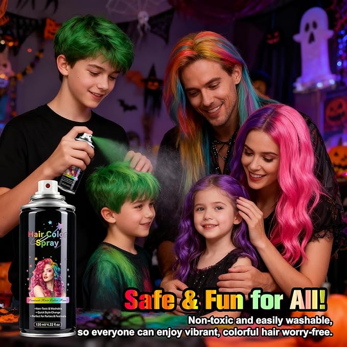 Temporary Hair Spray Color for Kids Women - One-Time Use Green Hair Spray, Vegan and Cruelty-Free Semi-Permanent Hair Color Dye (120ML, Purple)
